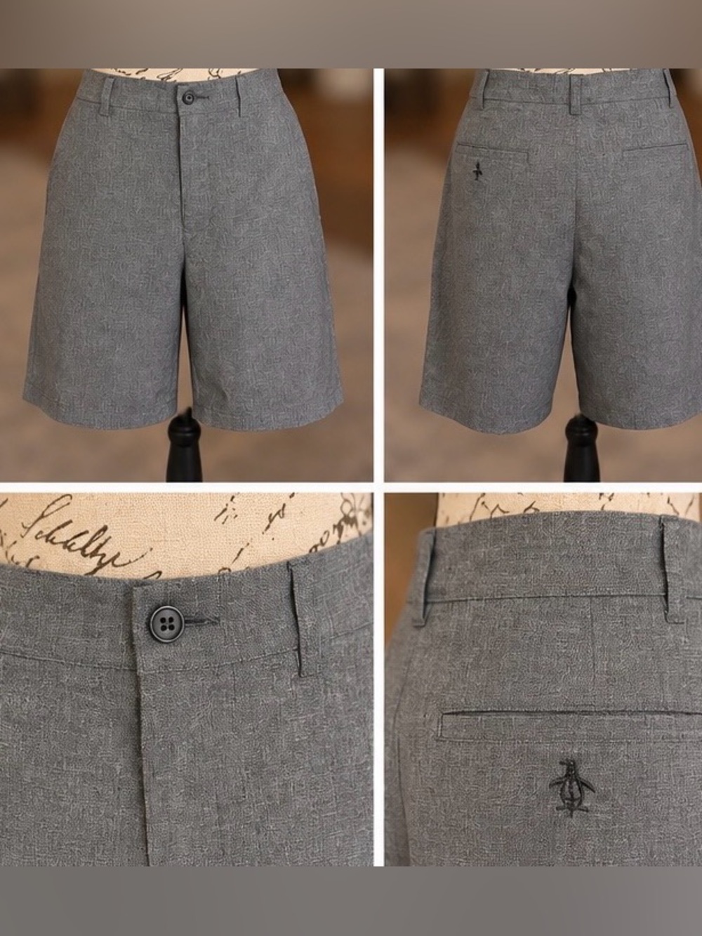 Original Penguin Men’s Gray Flat Front Shorts Size 34